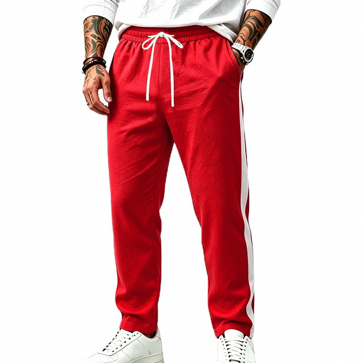 Herren Athletische Trackpants mit geradem Bein, seitlichem Kontrastband und elastischem Tunnelzug – Marzano