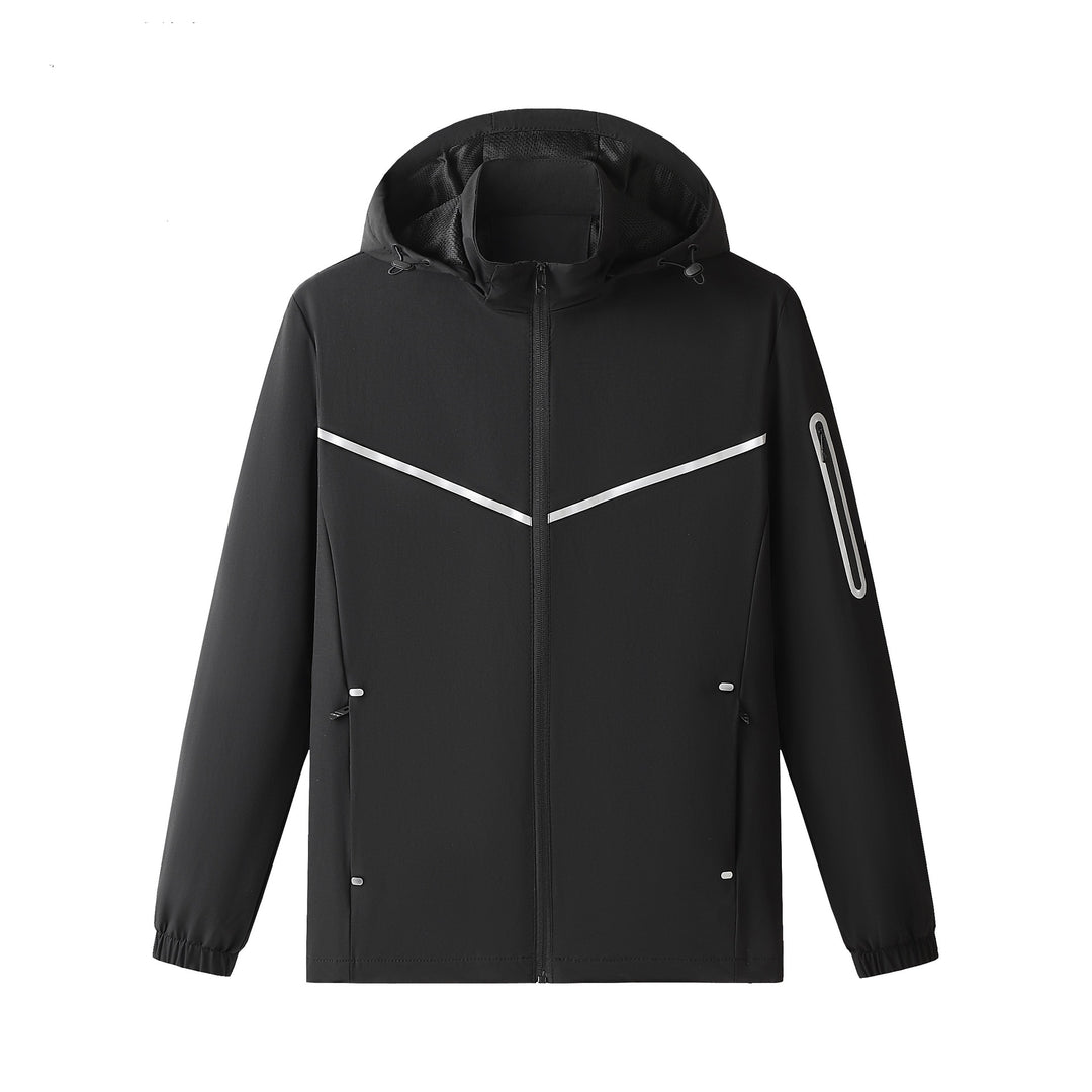 Herren Leichter Atmungsaktiver Softshell-Trainingsanzug mit Kapuzenjacke & konischer Trainingshose Echoarchiv