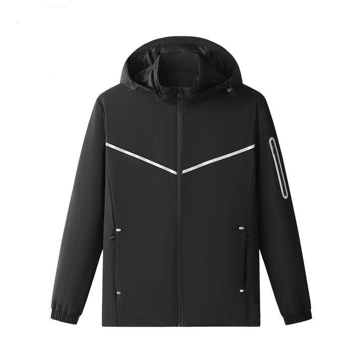 Herren Leichter Atmungsaktiver Softshell-Trainingsanzug mit Kapuzenjacke & konischer Trainingshose Echoarchiv