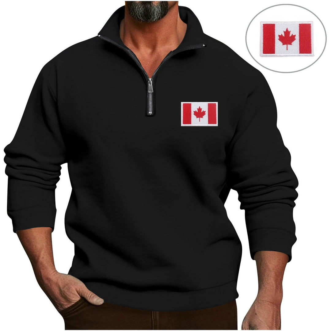 Herren Fleece-Pullover mit Halbreißverschluss und Kanada-Flagge Echoarchiv