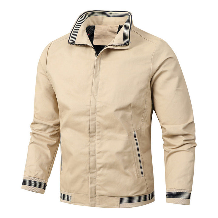 Herren nan sportlich-urbane Harrington-Jacke mit gestreiftem Stehkragen und verdeckter Druckknopfleiste Echo Archiv