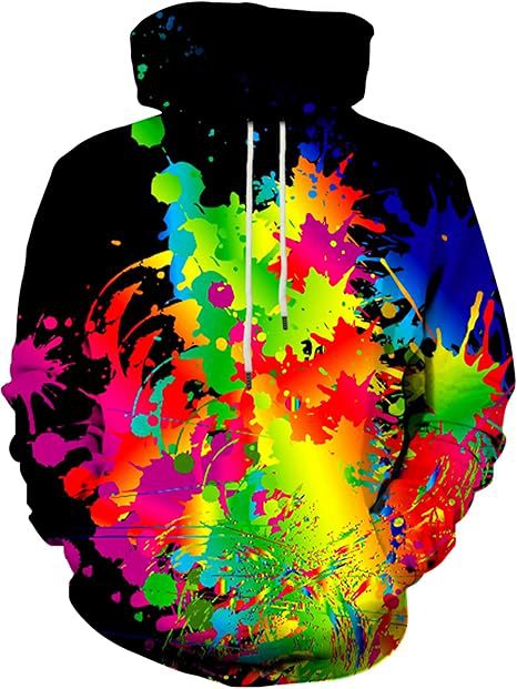 Damen Farbenfroher Hoodie mit kreativen Spritzmotiven Echoarchiv