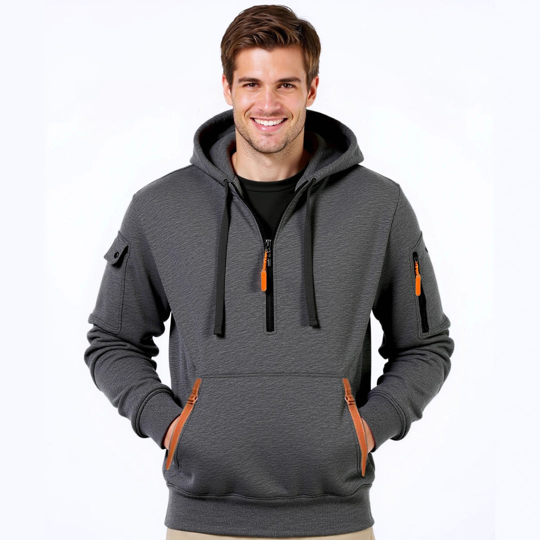 Herren modischer Kapuzenpullover mit innovativer Taschenlösung Echoarchiv