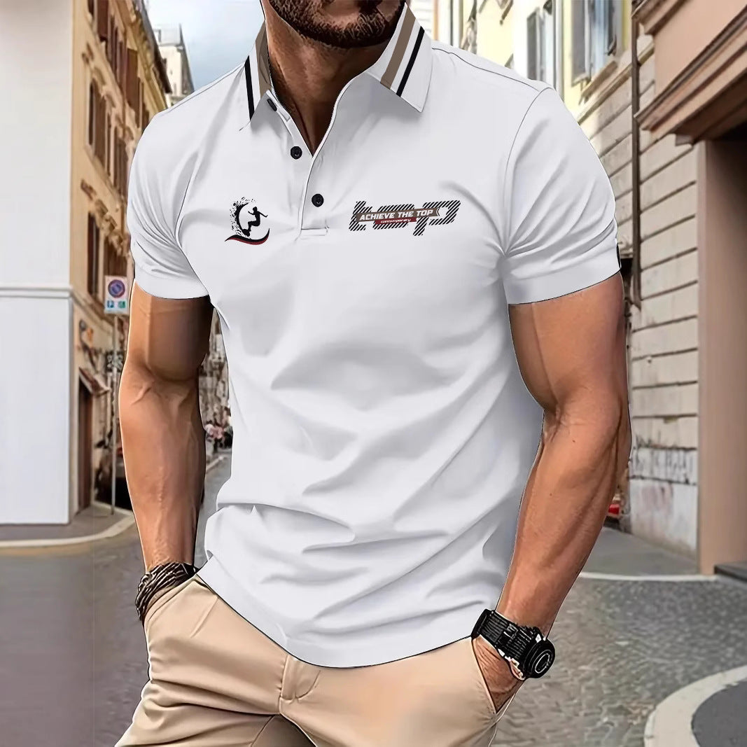 Herren Sportliches Kurzarm Poloshirt mit innovativem Grafikdesign Echoarchiv