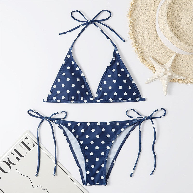 Damen Triangel-Bikini mit hochwertigem Punktmuster und verstellbaren Bändern Echo Archiv