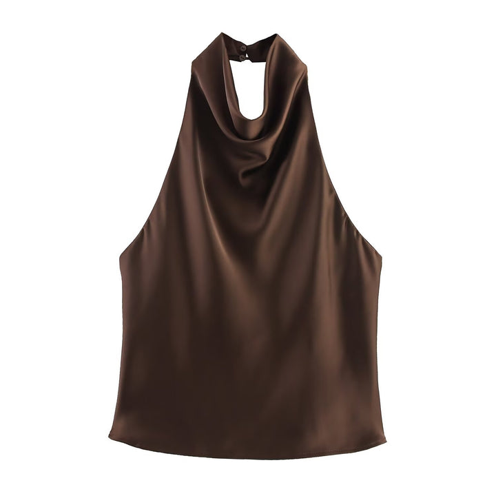 Damen elegantes Haltertop mit fließendem Schnitt und dekorativen Details Echo Archiv