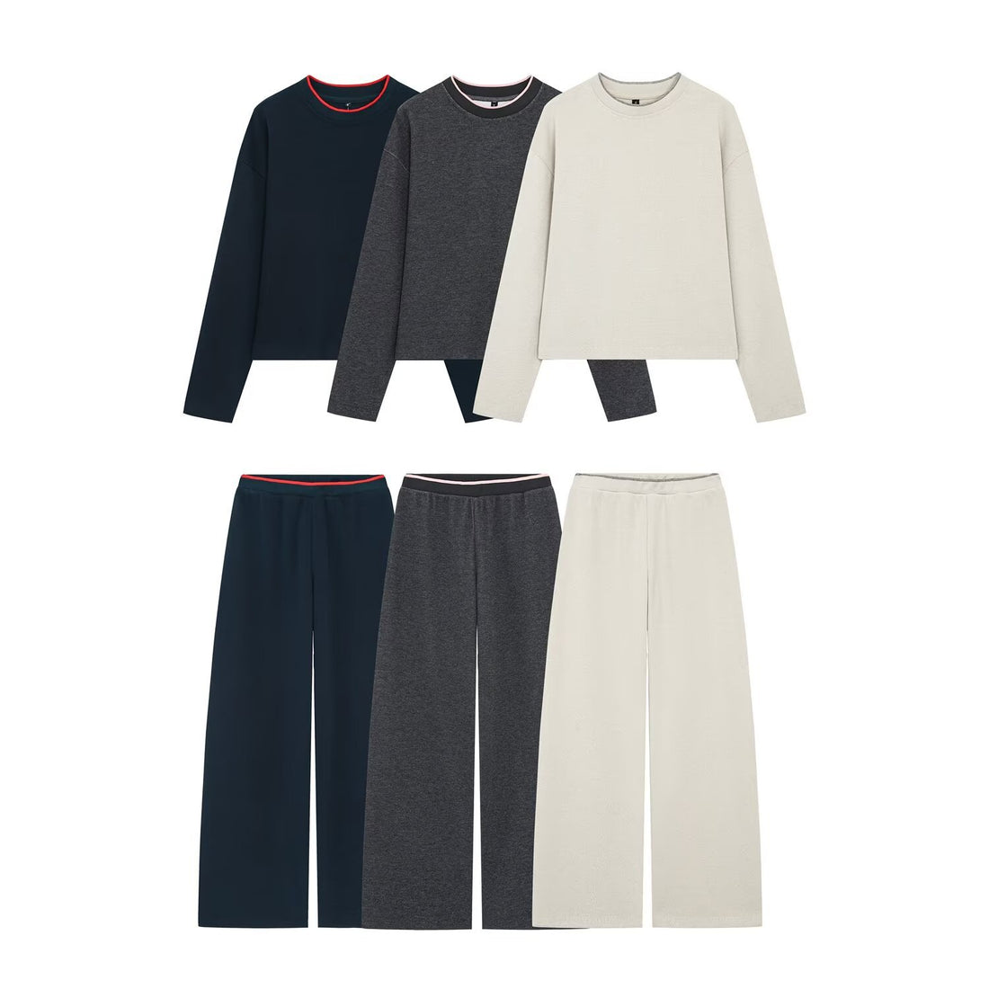 Damen Boxy-Rippstrick-Pullover mit Rundhalsausschnitt Echoarchiv