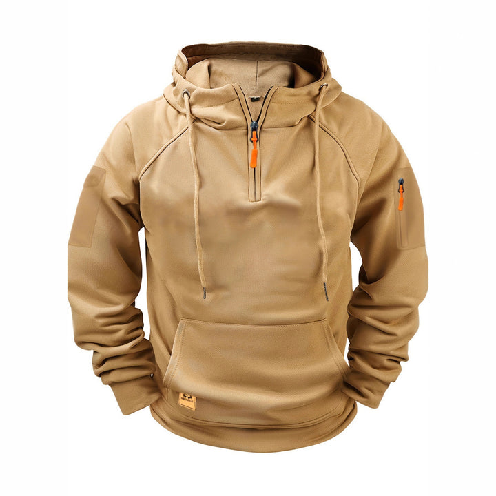 Herren sportlicher Kapuzenpullover mit halbem Reißverschluss und praktischen Seitentaschen Echoarchiv