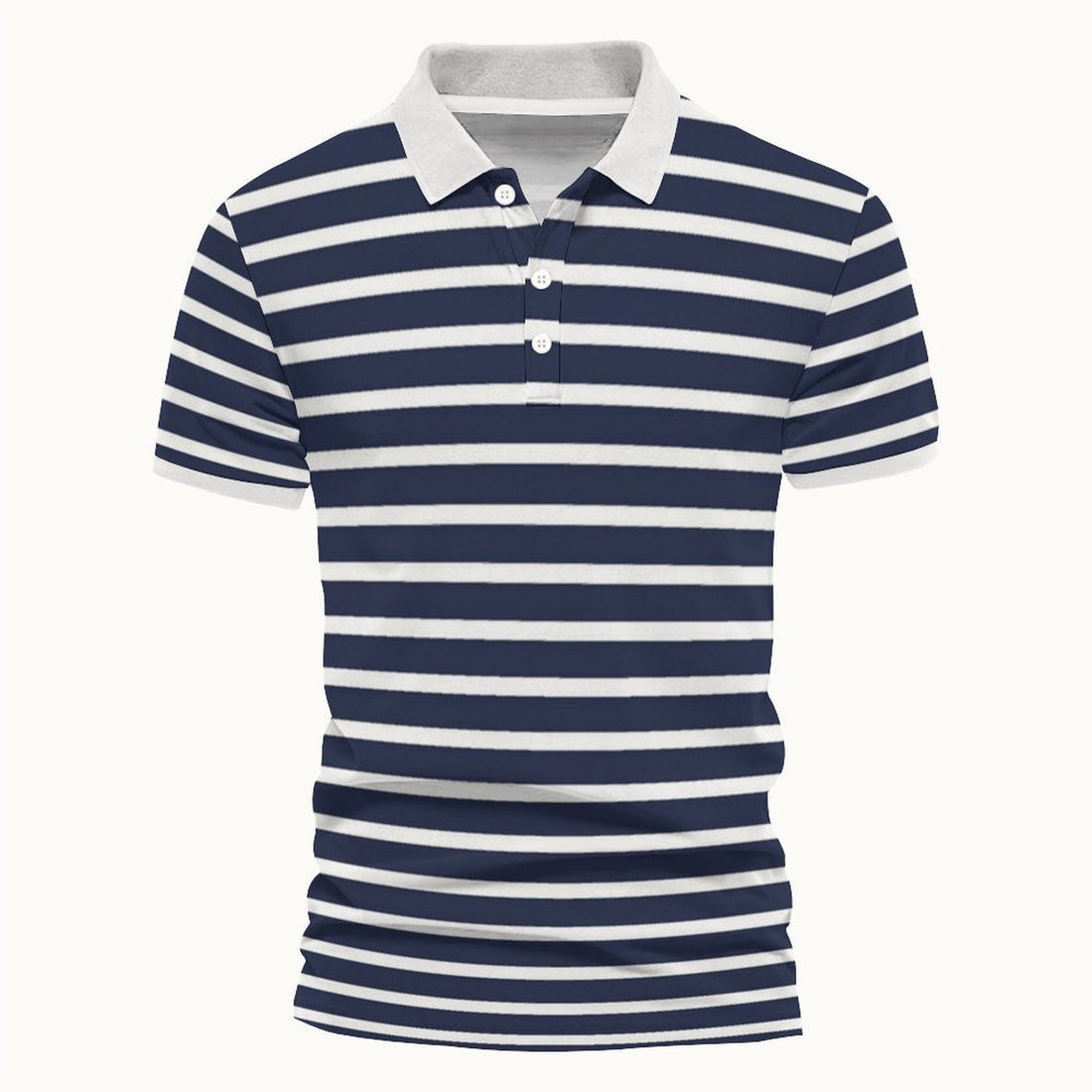Herren Polo-Shirt mit maritimem Streifenmuster und kontrastierendem Kragen – Cavello