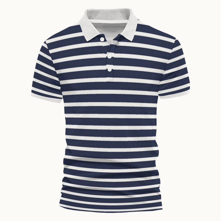 Herren Polo-Shirt mit maritimem Streifenmuster und kontrastierendem Kragen Echoarchiv
