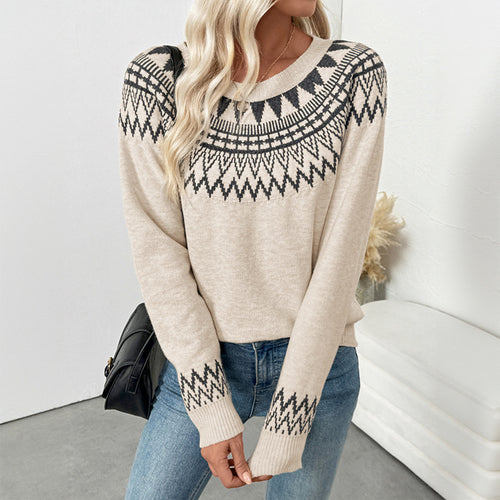 Damen Lässiger Strickpullover mit geometrischem Muster Echo Archiv