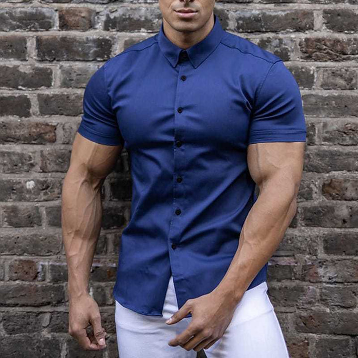 Herren Slim-Fit Kurzarmhemd mit strukturiertem Design Echoarchiv