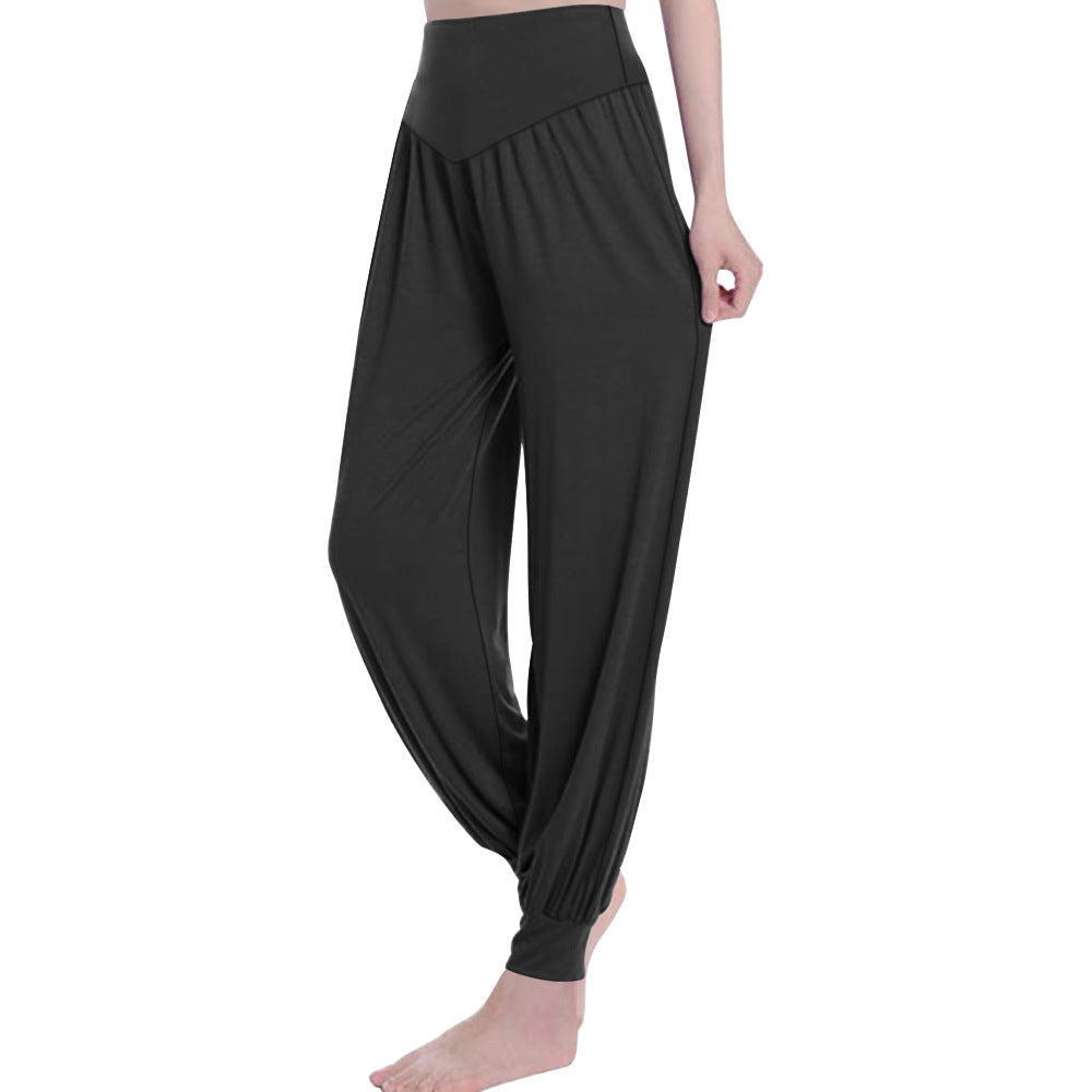 Damen Locker geschnittene Harem-Yoga-Hose mit hohem Bund und Elastikabschluss echoarchiv-