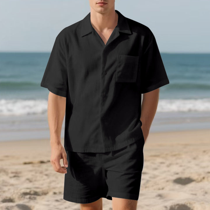 Herren lässiges Strandanzug mit Kurzarm-Hemd und Shorts Echoarchiv