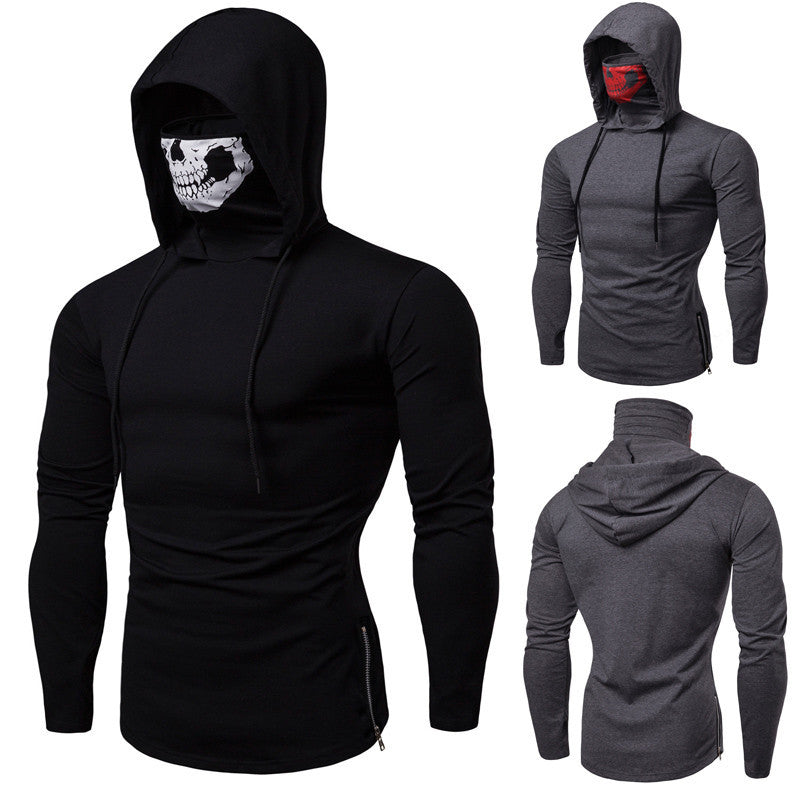 Herren Slim-Fit Kapuzenpullover mit integrierter Totenkopf-Gesichtsmaske Echo Archiv