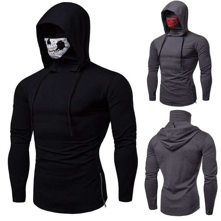 Herren Slim-Fit Kapuzenpullover mit integrierter Totenkopf-Gesichtsmaske Echo Archiv