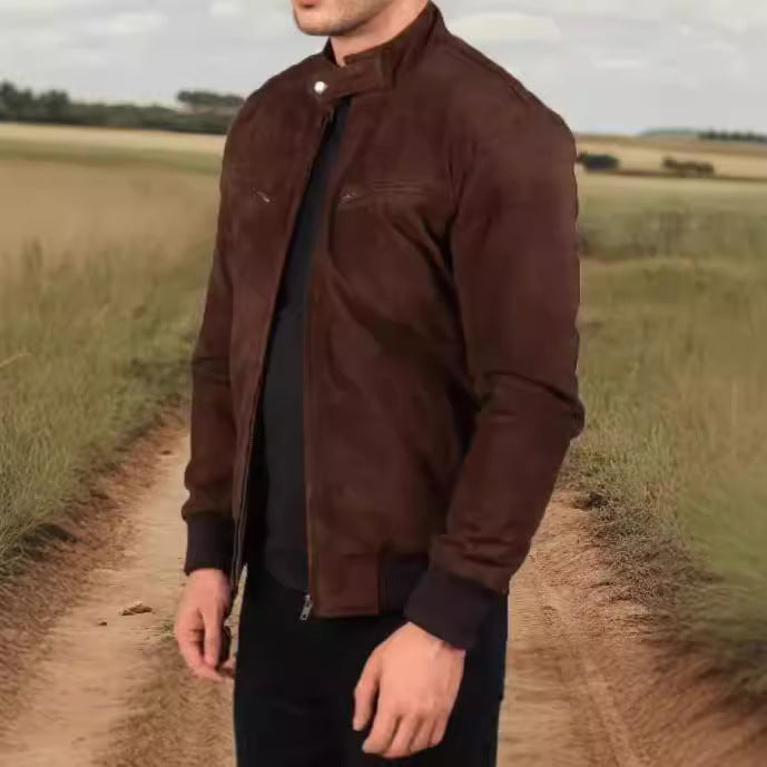 Herren Wildlederjacke im modernen Design mit praktischen Taschen Echoarchiv