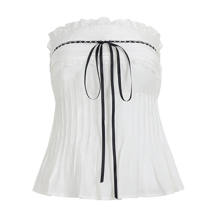 Damen Off-Shoulder Blusenshirt mit Rüschen und Bindeband Echo Archiv