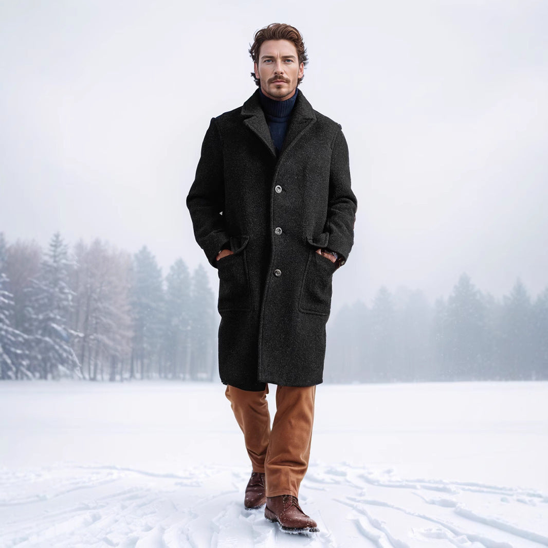 Herren klassischer Wollmantel mit luxuriösem Futter und elegantem Revers Echoarchiv