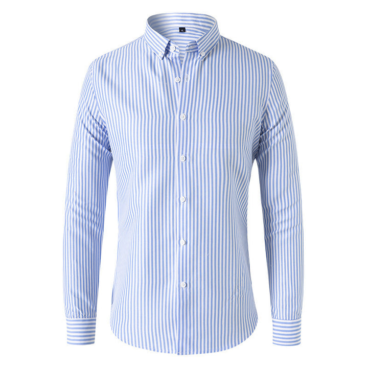 Herren Figurbetontes Button-Down-Hemd mit vertikalen Kontraststreifen und tailliertem Schnitt Echo Archiv