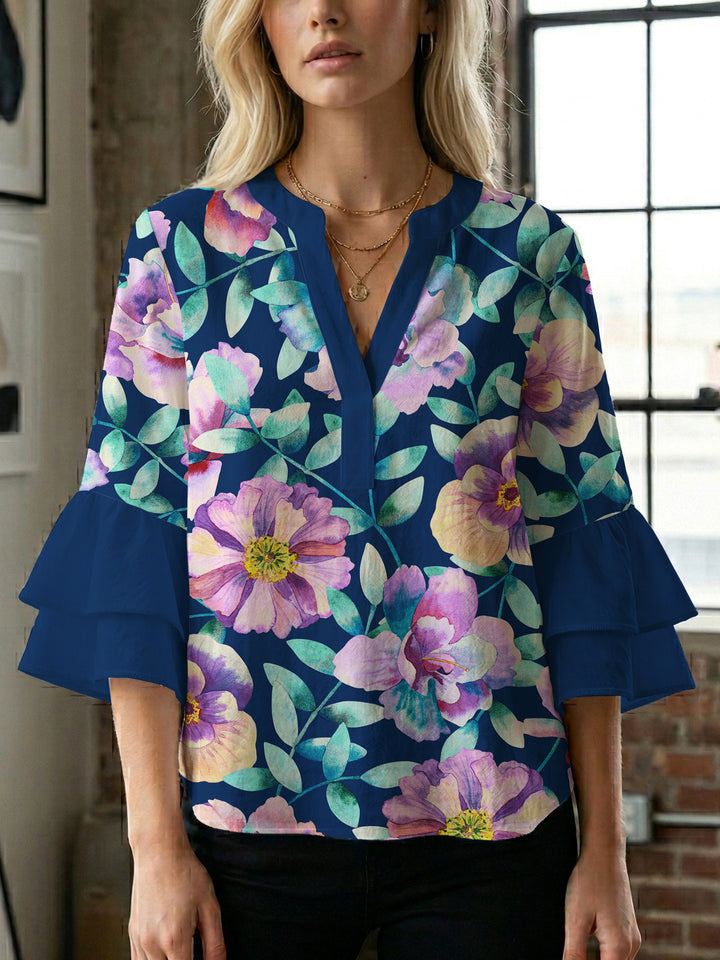 Damen Bluse mit voluminösen Ärmeln und floralem Design Echo Archiv