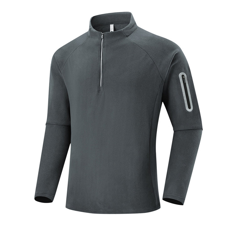 Herren Fleece-Halbzip-Trainingsshirt mit Stehkragen und Ärmel-Reißverschlusstasche Echo Archiv