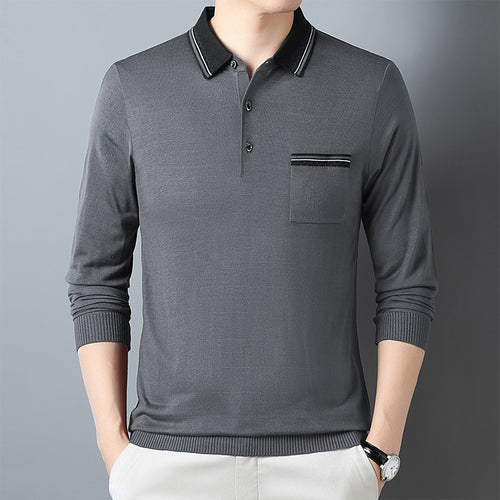Herren Langarm Poloshirt mit modischem Kragen und praktischer Brusttasche Echoarchiv