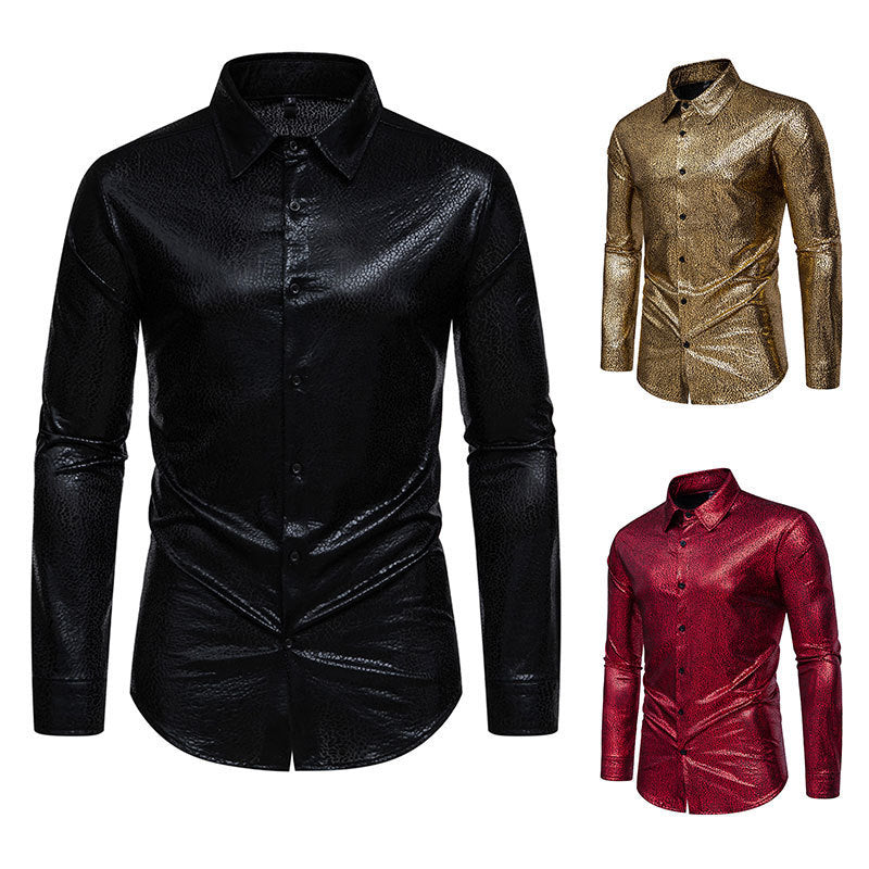 Herren Glänzendes Langarmhemd mit extravagantem Design Echoarchiv