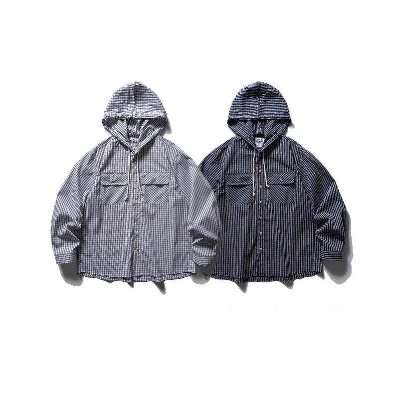 Unisex Oversized Kapuzen-Overshirt aus Baumwollmix mit Brustklappen und durchgehender Knopfleiste Echo Archiv