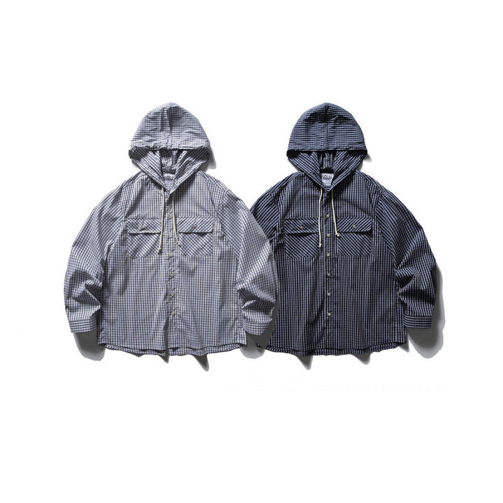 Unisex Oversized Kapuzen-Overshirt aus Baumwollmix mit Brustklappen und durchgehender Knopfleiste Echo Archiv