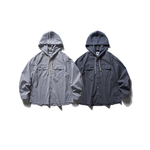 Unisex Oversized Kapuzen-Overshirt aus Baumwollmix mit Brustklappen und durchgehender Knopfleiste Echo Archiv