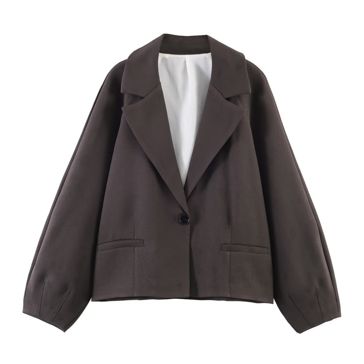 Damen Cropped Boxy-Blazer mit weitem Ballonärmel Echoarchiv
