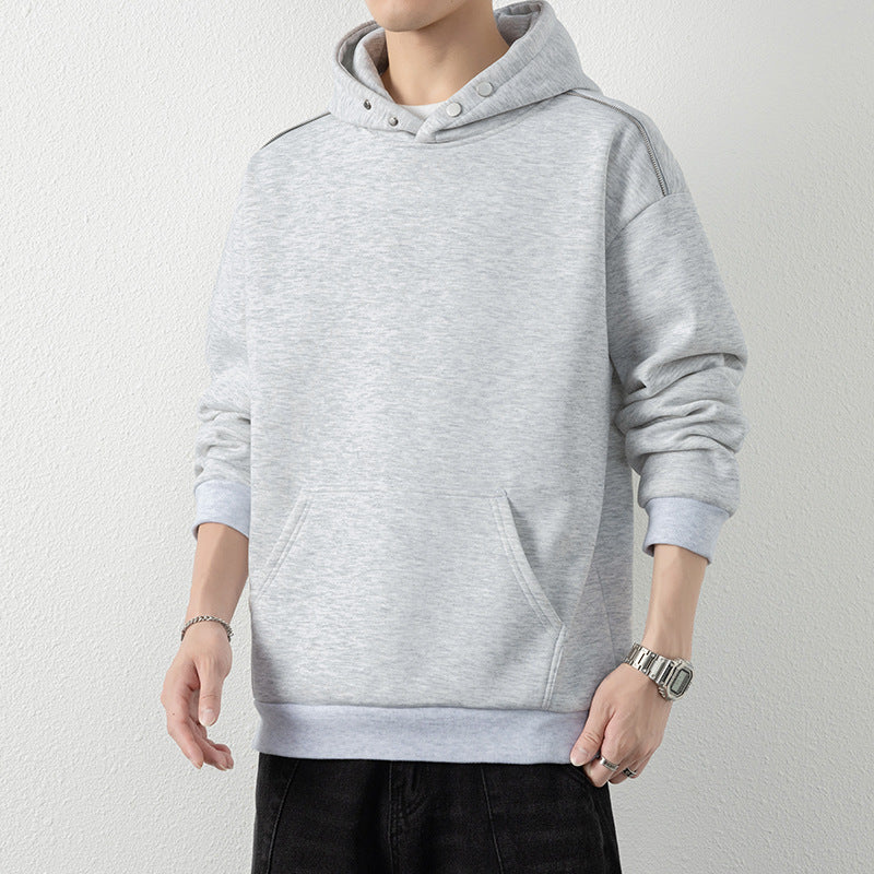 Herren Oversize-Kapuzenpullover mit Kängurutasche & Druckknopf-Hals Echo Archiv