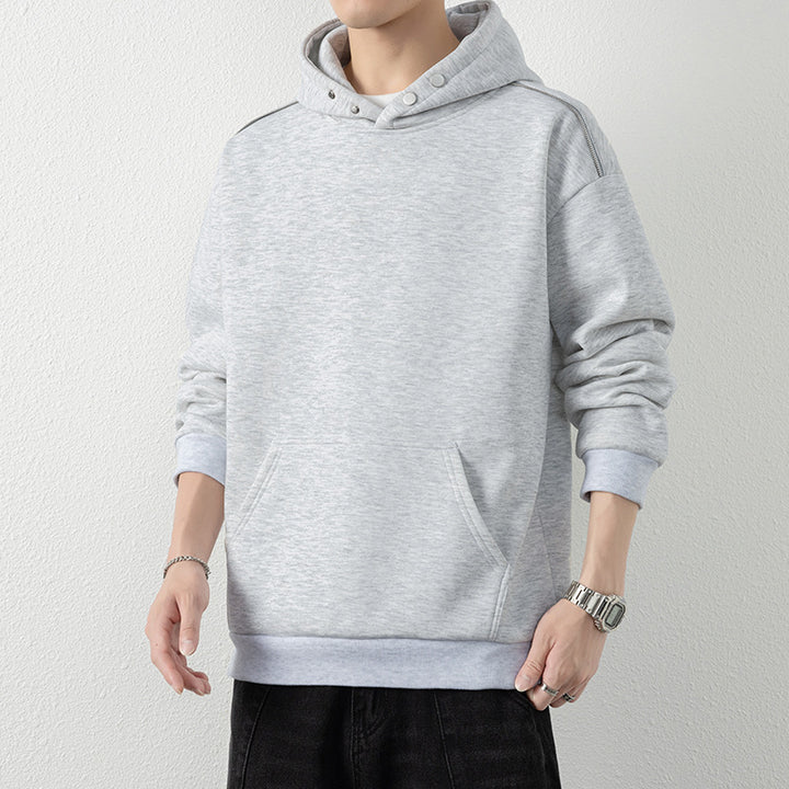 Herren Oversize-Kapuzenpullover mit Kängurutasche & Druckknopf-Hals Echo Archiv
