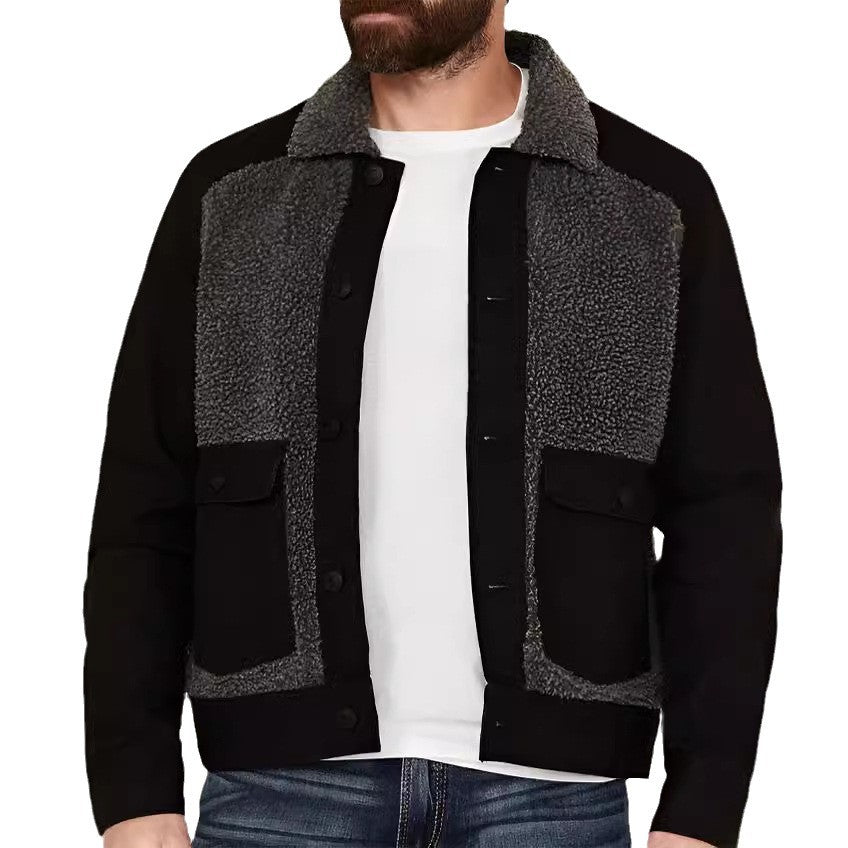 Herren lässige Fleece-Jacke mit strukturiertem Kragen Echoarchiv