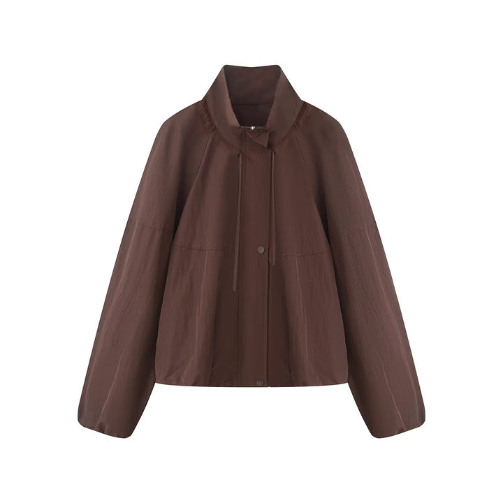 Damen Leichte Oversize-Blousonjacke aus Nylon mit Stehkragen, Kordelzug und Druckknopfverschluss Echo Archiv