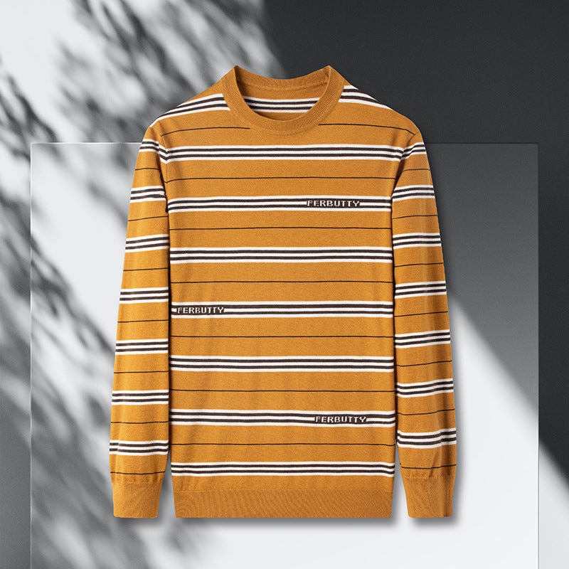 Herren modischer Strickpullover mit Streifenmuster und Rundhalsausschnitt Echoarchiv