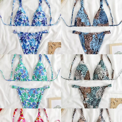 Damen verstellbares Triangel-Bikini-Set mit floralem Muster Echo Archiv