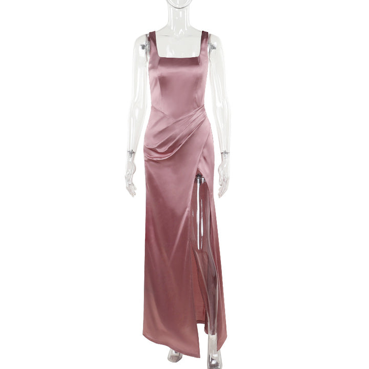 Damen elegantes Maxikleid mit anliegendem Oberteil und hohem Schlitz Echo Archiv