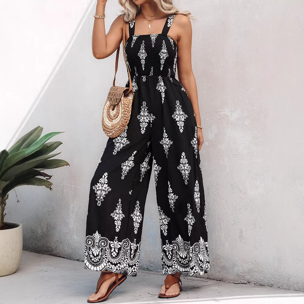 Damen Weitbeiniger Jumpsuit mit elastischem Oberteil und praktischen Taschen Echo Archiv