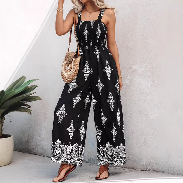 Damen Weitbeiniger Jumpsuit mit elastischem Oberteil und praktischen Taschen Echo Archiv