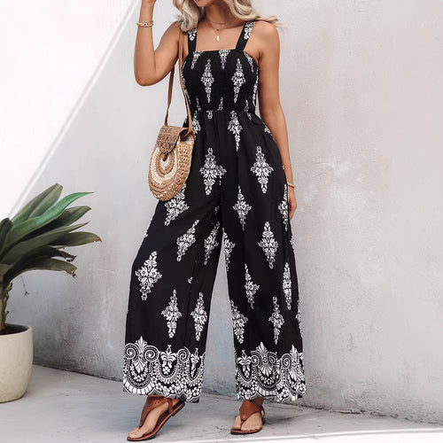Damen Weitbeiniger Jumpsuit mit elastischem Oberteil und praktischen Taschen Echo Archiv