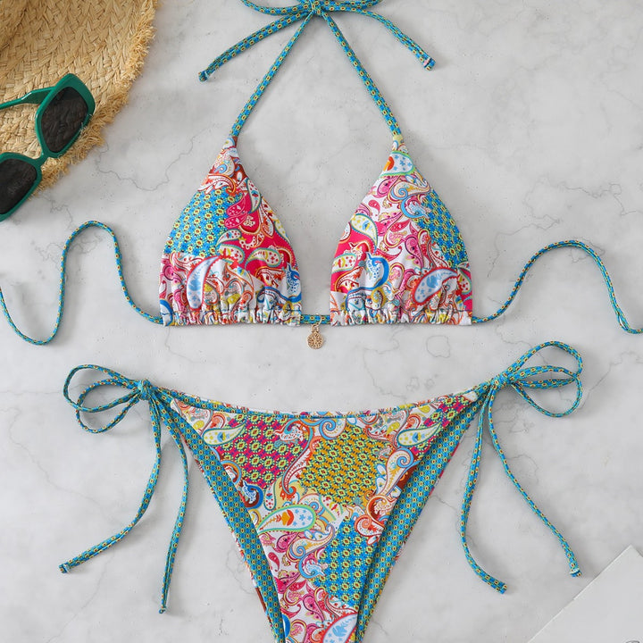 Damen Bikini-Set mit verstellbaren Trägern und buntem Muster Echo Archiv
