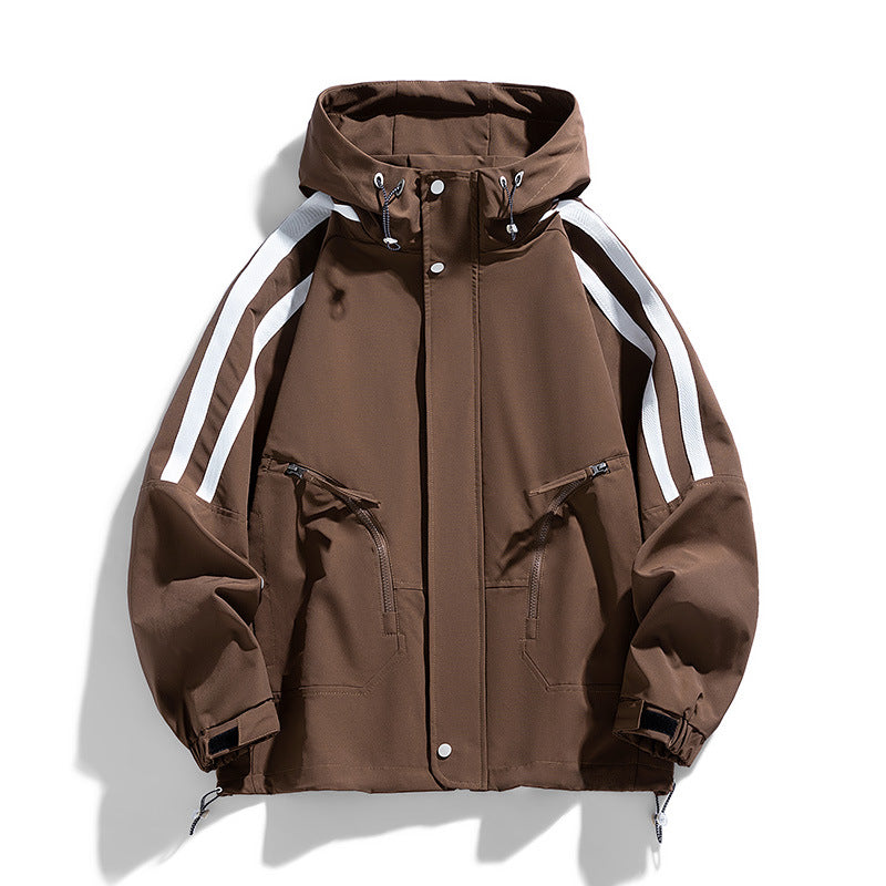 Unisex Sportlich-urbaner Kapuzen-Windbreaker mit Kontraststreifen Echo Archiv