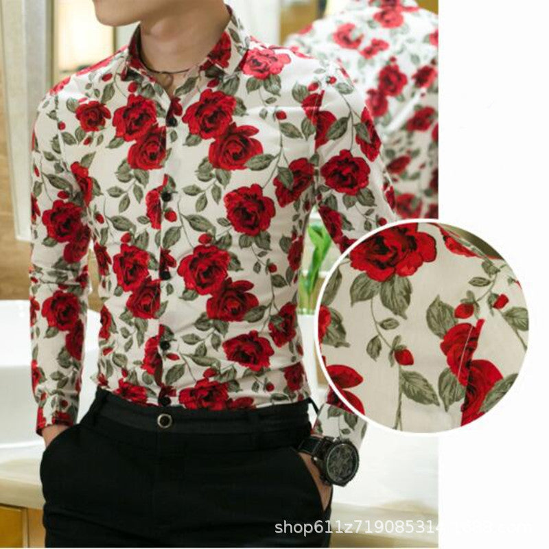 Herren Langarmhemd mit floralem Print und elegantem Schnitt Echoarchiv