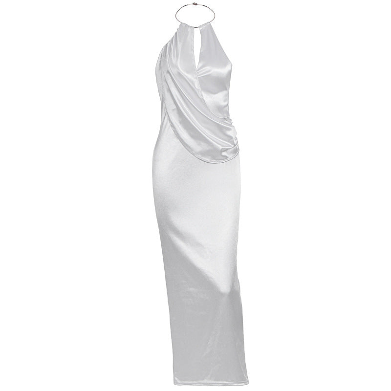 Damen Elegantes Maxikleid mit gerafftem Oberteil und hochwertigem Satinfinish Echo Archiv