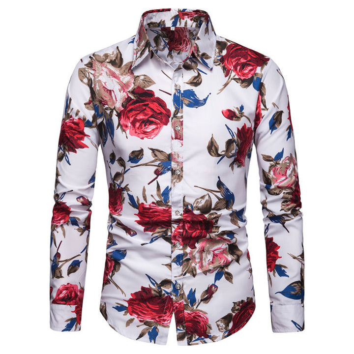 Herren Langarmhemd mit floralem Design Echoarchiv