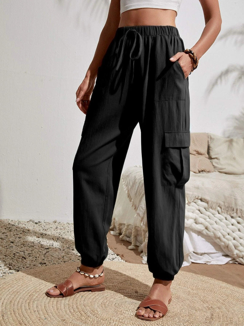 Damen Cargo-Jogginghose mit elastischem Bund, Kordelzug und aufgesetzten Taschen Echo Archiv