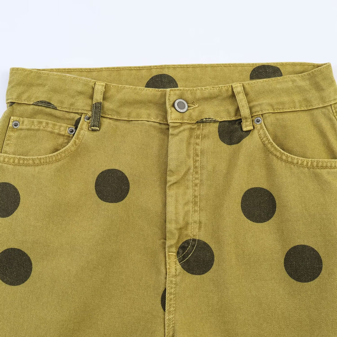Damen High‑Waist‑Hose mit weitem Bein, geradem Schnitt und Punktmuster Echoarchiv