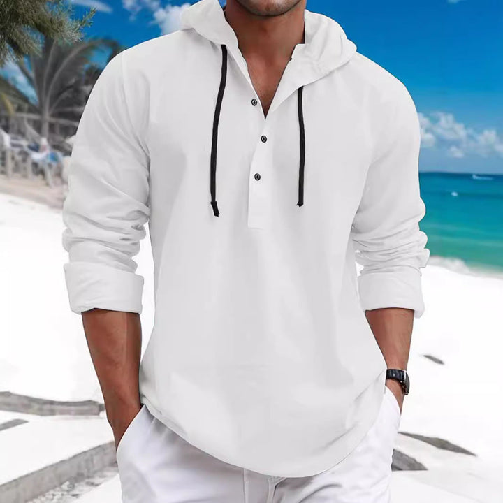 Herren Kapuzenpullover mit Knopfleiste und atmungsaktivem Stoff Echoarchiv